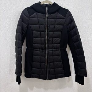 Michael Kors Black Puffer Zip Up Hooded Down Jacket Small